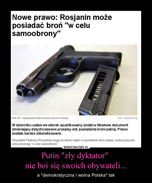 Putin "zły dyktator" nie boi się swoich obywateli... – a "demokratyczna i wolna Polska" tak 