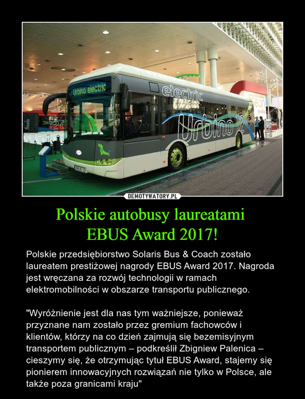 Polskie autobusy laureatami 
EBUS Award 2017!