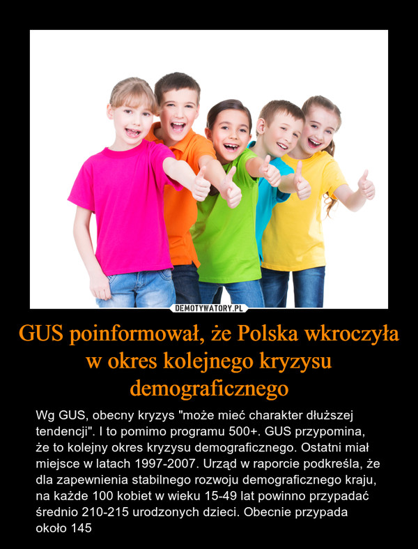 GUS poinformował, że Polska wkroczyła w okres kolejnego kryzysu demograficznego