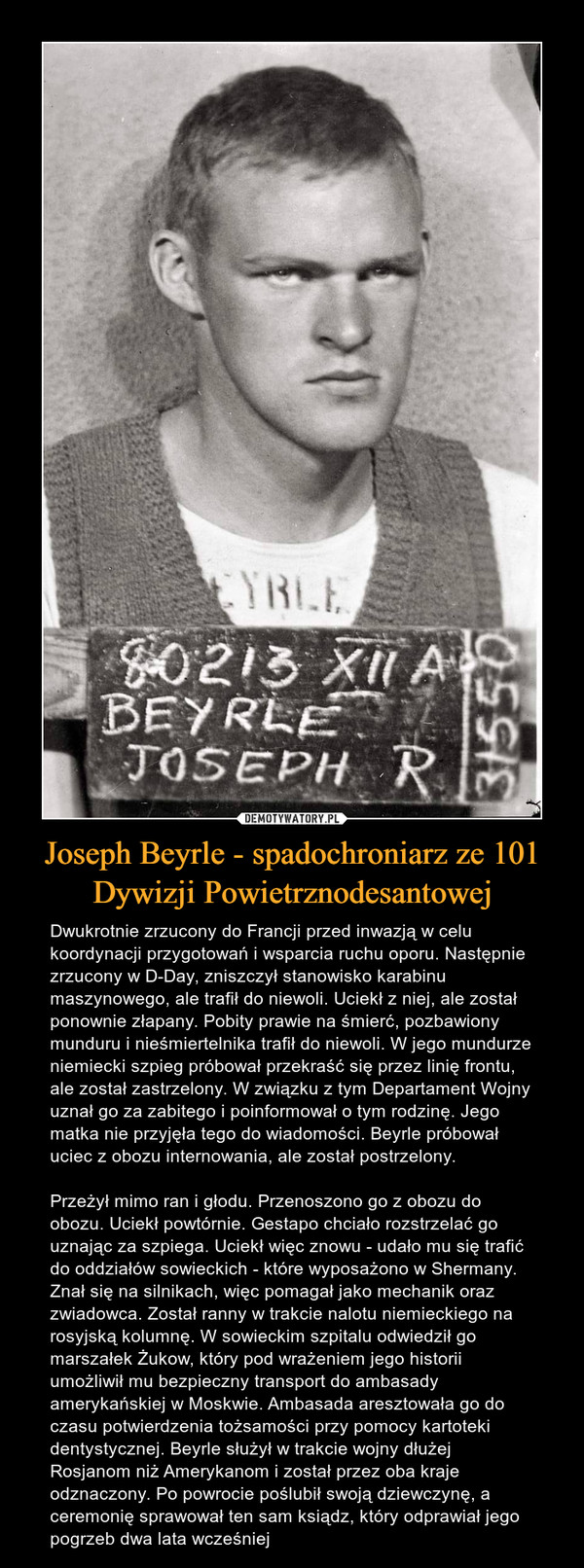 Joseph Beyrle - spadochroniarz ze 101 Dywizji Powietrznodesantowej