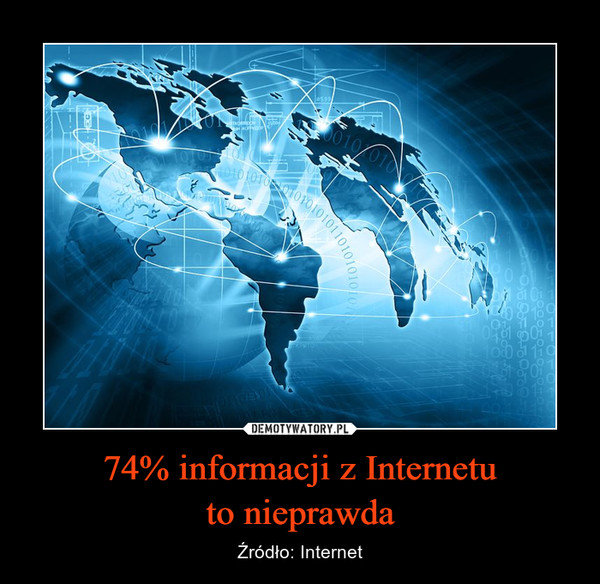 74% informacji z Internetuto nieprawda – Źródło: Internet 