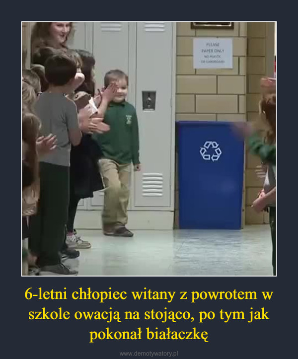 6-letni chłopiec witany z powrotem w szkole owacją na stojąco, po tym jak pokonał białaczkę –  