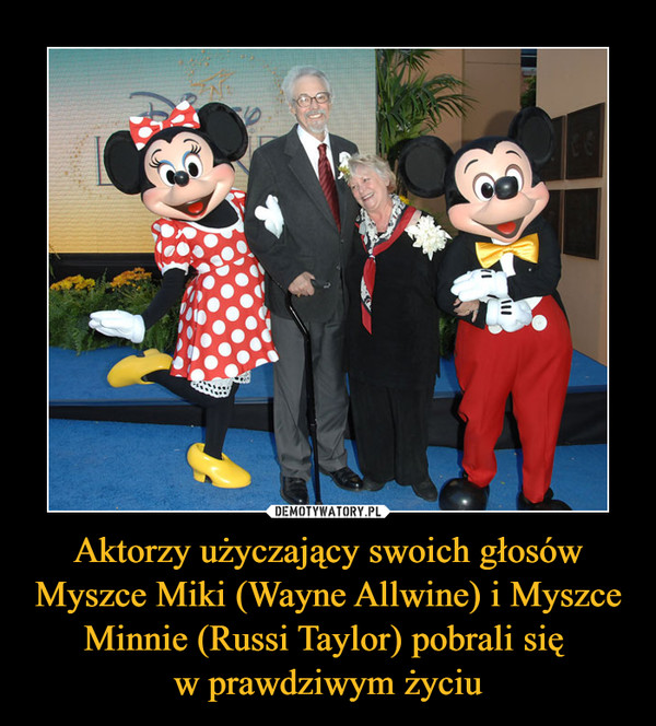 Aktorzy użyczający swoich głosów Myszce Miki (Wayne Allwine) i Myszce Minnie (Russi Taylor) pobrali się w prawdziwym życiu –  