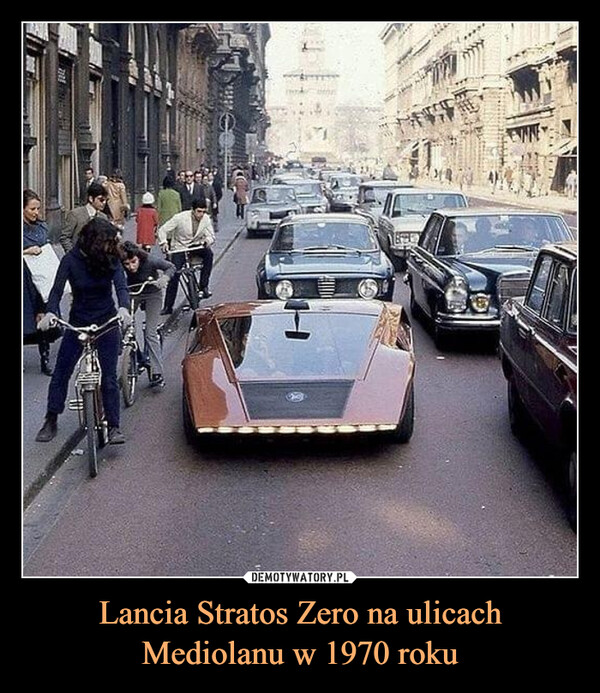 Lancia Stratos Zero na ulicach Mediolanu w 1970 roku