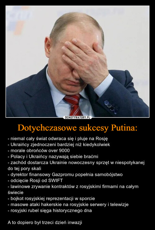 Dotychczasowe sukcesy Putina: