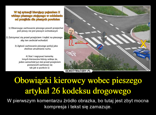 Obowiązki kierowcy wobec pieszego artykuł 26 kodeksu drogowego