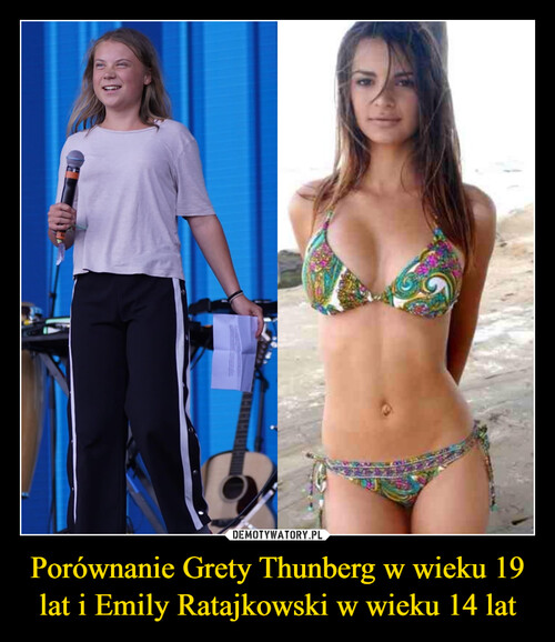 Porównanie Grety Thunberg w wieku 19 lat i Emily Ratajkowski w wieku 14 lat