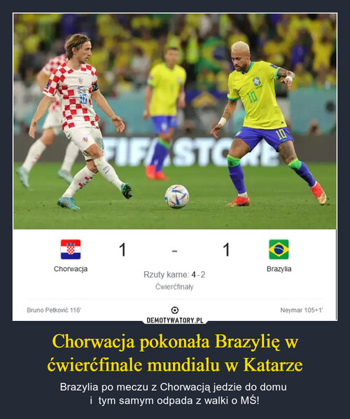 Chorwacja pokonała Brazylię w ćwierćfinale mundialu w Katarze