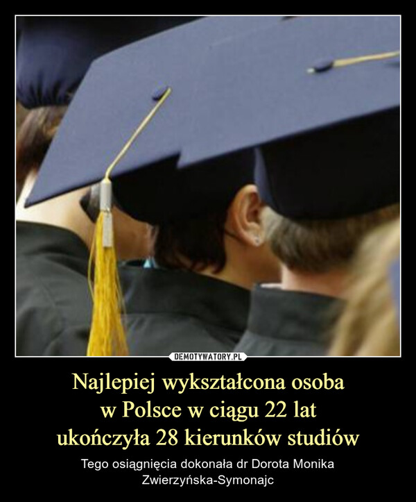 Najlepiej wykształcona osobaw Polsce w ciągu 22 latukończyła 28 kierunków studiów – Tego osiągnięcia dokonała dr Dorota Monika Zwierzyńska-Symonajc 