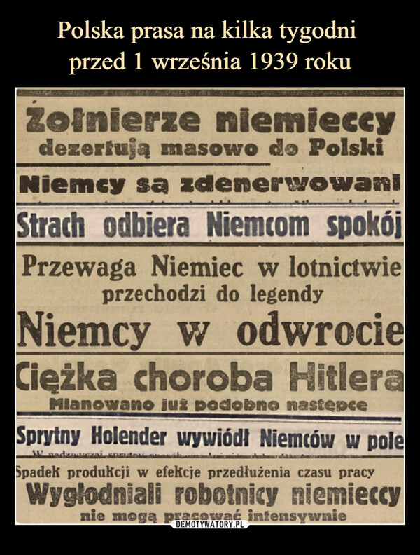 Polska prasa na kilka tygodni 
przed 1 września 1939 roku
