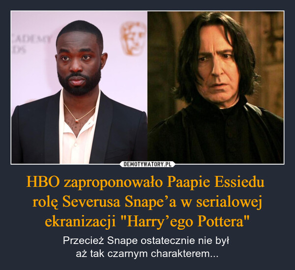 HBO zaproponowało Paapie Essiedu rolę Severusa Snape’a w serialowej ekranizacji "Harry’ego Pottera" – Przecież Snape ostatecznie nie był aż tak czarnym charakterem... CADEMYDS